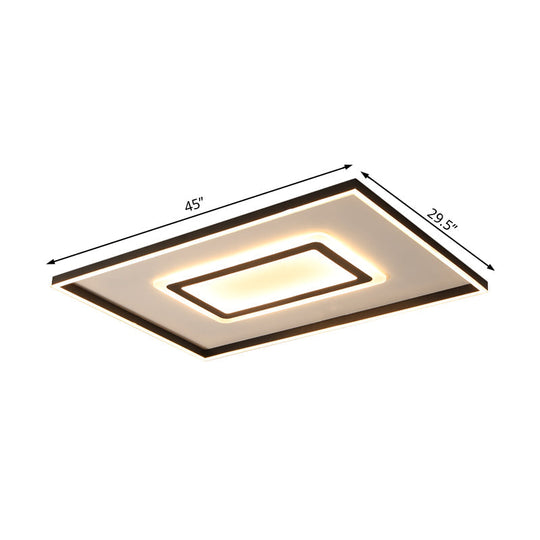 Contemporary Dark Brown Acrylic Led Flush Ceiling Light - Square/Rectangular Design