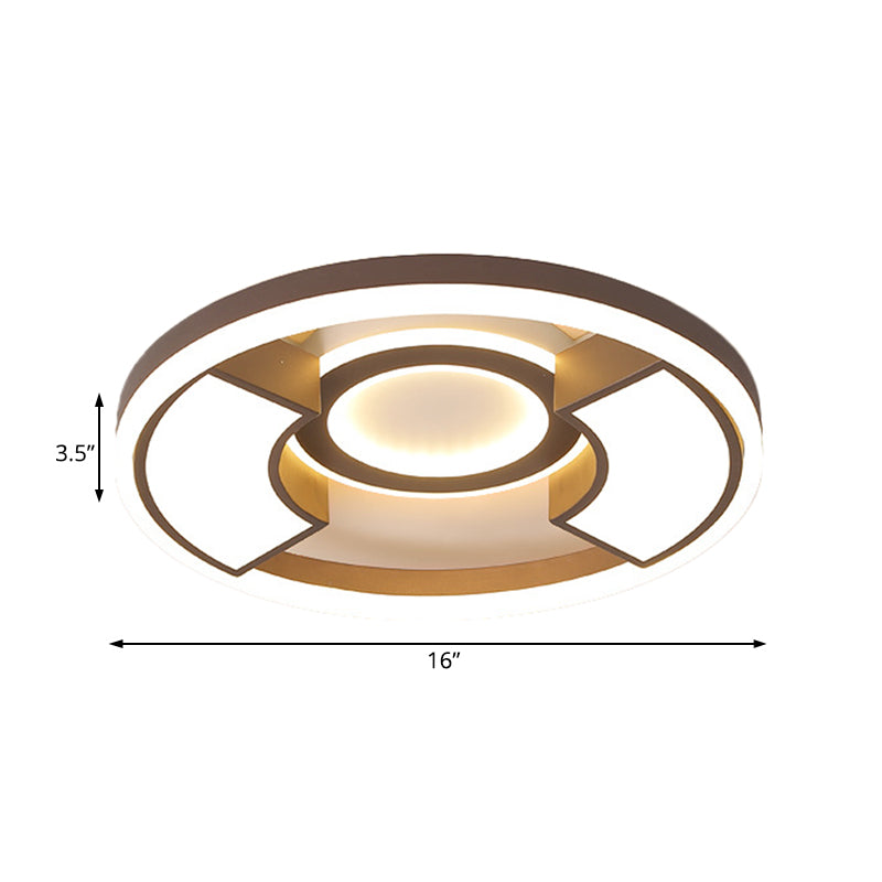 Contemporary Round Flush Mount Led Ceiling Light Fixture - 16/19.5 Diameter Warm/White For Bedroom
