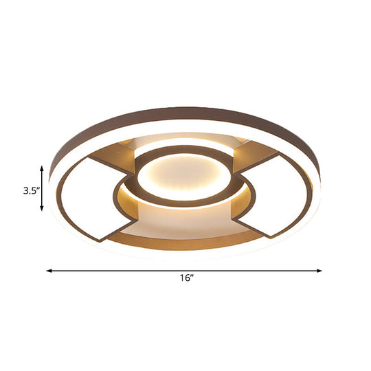 Contemporary Round Flush Mount Led Ceiling Light Fixture - 16/19.5 Diameter Warm/White For Bedroom