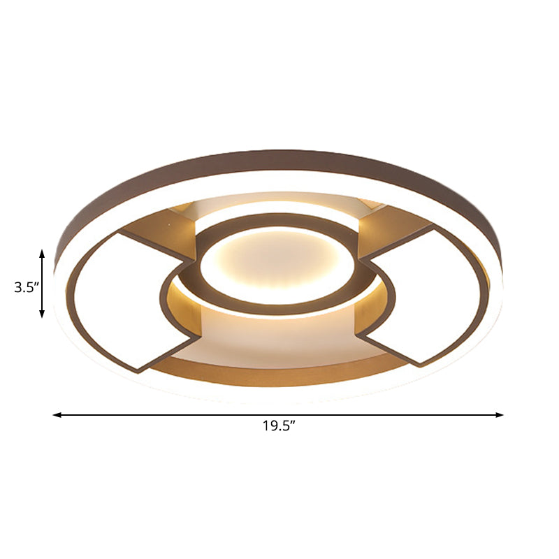 Plafonnier LED contemporain à encastrer rond - Diamètre 16"/19,5" - Lumière chaude/blanche - pour chambre à coucher