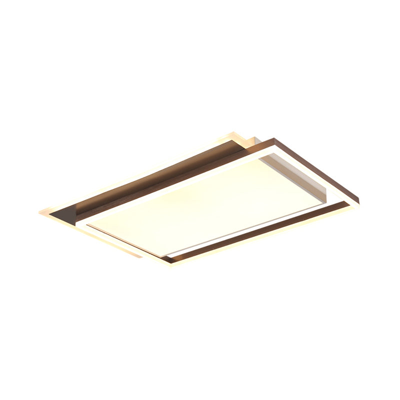 Modern Acrylic Brown Led Flush Light For Bedroom Ceiling - 16/19.5/35.5 Width In Warm/White