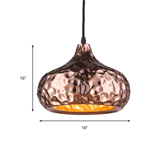 Rose Gold Dining Room Pendant Lighting: Classic 1-Light Ceiling Fixture With Metal Shade 10/16 Wide