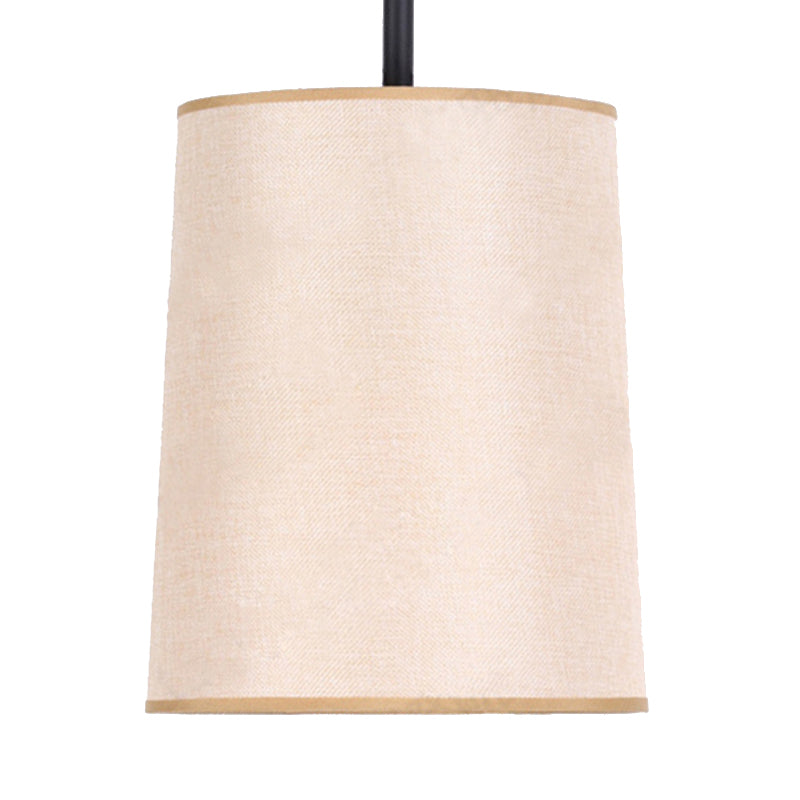 Classic White Fabric Cylinder Led Pendant Light - Bedroom Hanging Lamp