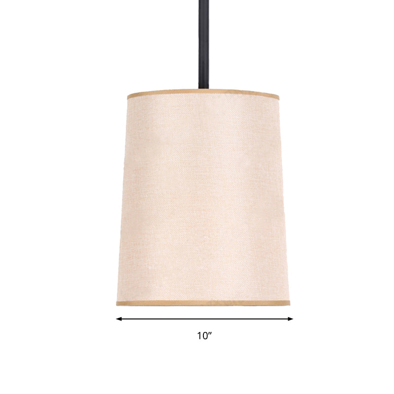 Classic White Fabric Cylinder Led Pendant Light - Bedroom Hanging Lamp