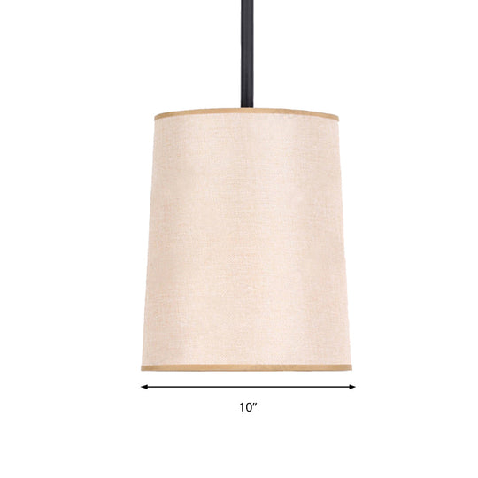 Classic White Fabric Cylinder Led Pendant Light - Bedroom Hanging Lamp