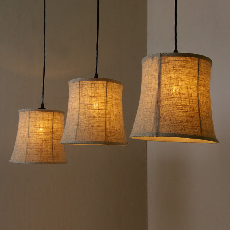 Classical Flaxen Drum Pendant Light For Living Room