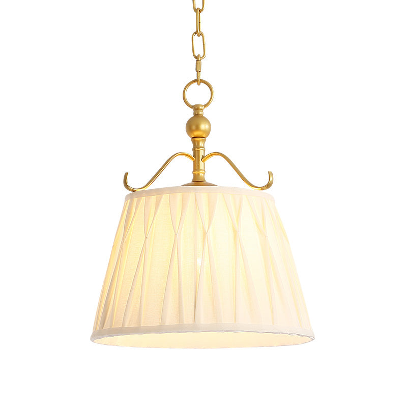 White Fabric Pendant Lamp: Classic Chandelier For Dining Room 1 Light 11/15 Wide