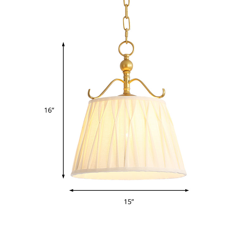 White Fabric Pendant Lamp: Classic Chandelier For Dining Room 1 Light 11/15 Wide