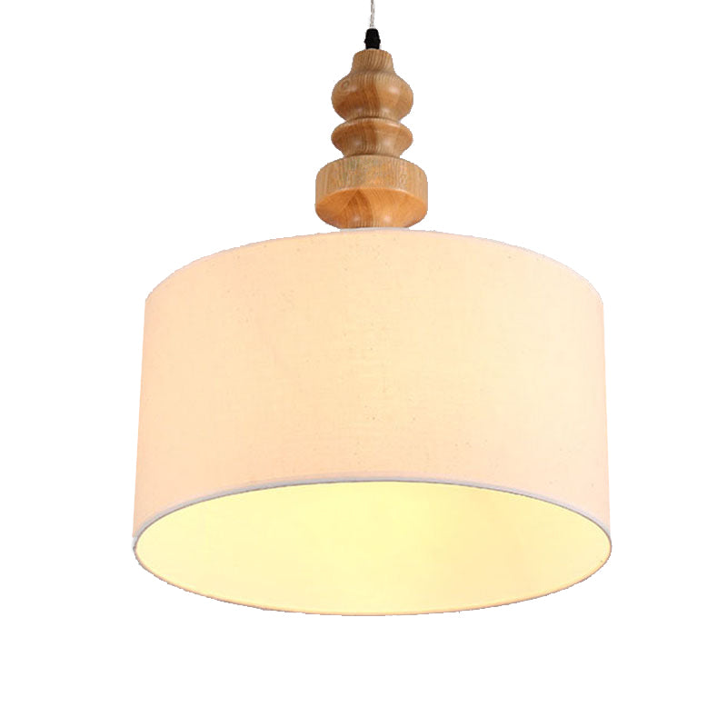 Classic Drum White Fabric Pendant Light For Restaurants - 16 Wide