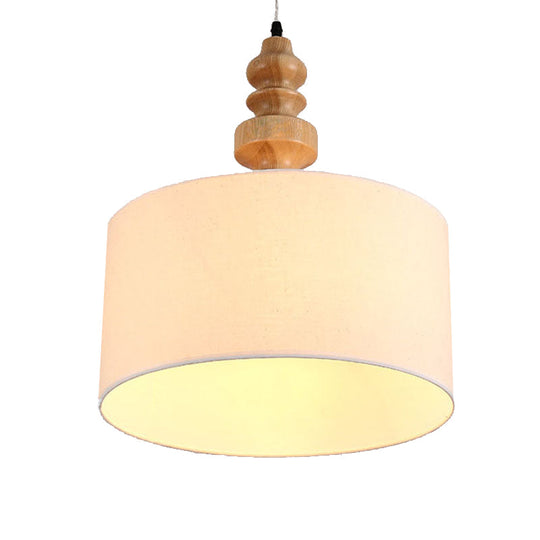 Classic Drum White Fabric Pendant Light For Restaurants - 16 Wide