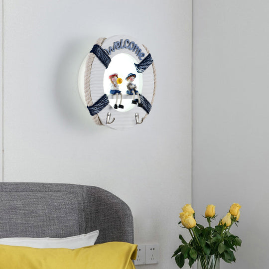 Modern Circle Led Wall Light For Kids Room - Metallic Mount Fixture White /