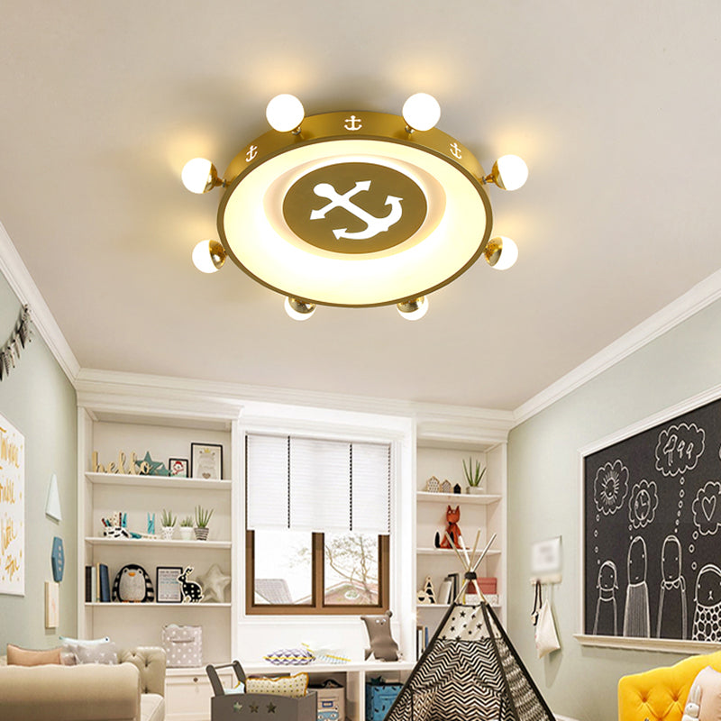 Modern LED Flush Mount Ceiling Light for Children's Room - Circle Shape