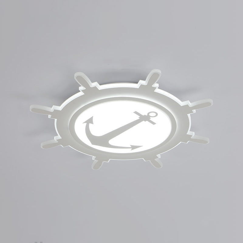 Rudder Shaped LED Flush Ceiling Light for Kindergarten - Simple & Stylish White Acrylic Flush Mount Fixture