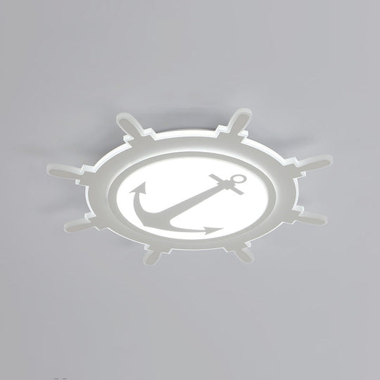 Rudder Shaped LED Flush Ceiling Light for Kindergarten - Simple & Stylish White Acrylic Flush Mount Fixture