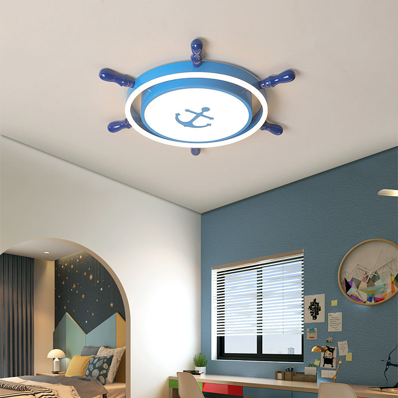 Children's LED Flush Mount Ceiling Light - Metallic Rudder Design