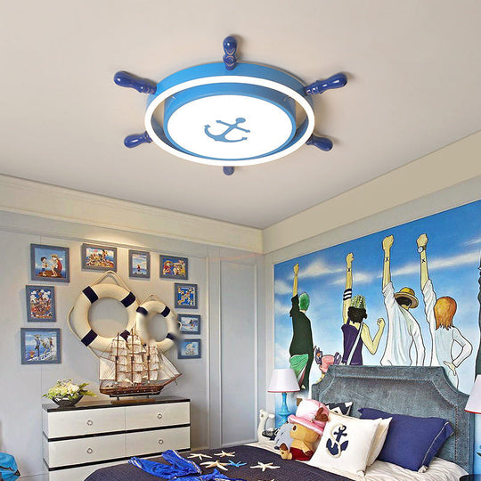 Children's LED Flush Mount Ceiling Light - Metallic Rudder Design