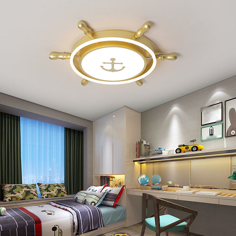 Children's LED Flush Mount Ceiling Light - Metallic Rudder Design