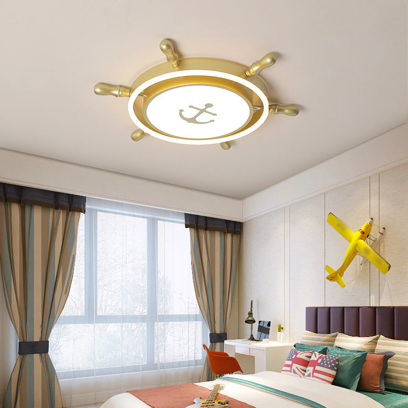 Children's LED Flush Mount Ceiling Light - Metallic Rudder Design