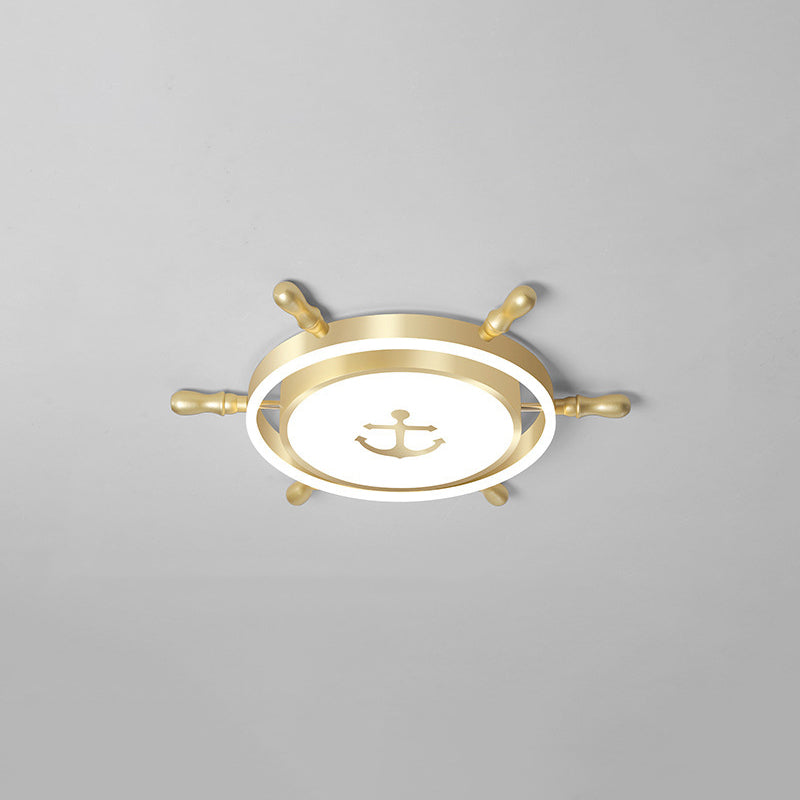 Children's LED Flush Mount Ceiling Light - Metallic Rudder Design