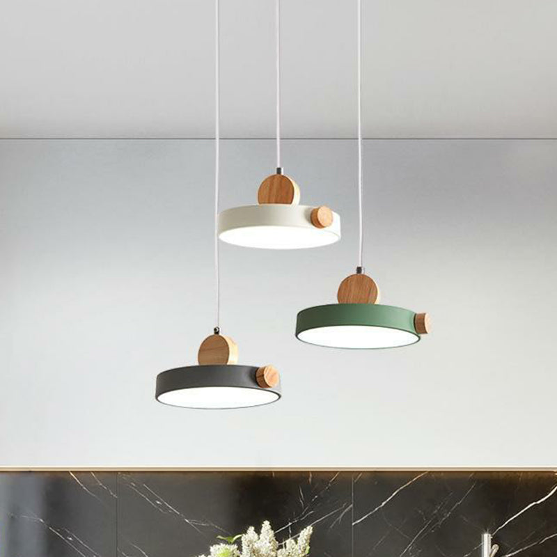 Modern White Led Hanging Pendant - Simplicity Acrylic 3 Heads Dining Room Ceiling Lamp / Round