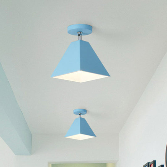 Modern Trapezoid Semi Flush Mount Ceiling Light - Single-Bulb Corridor Fixture