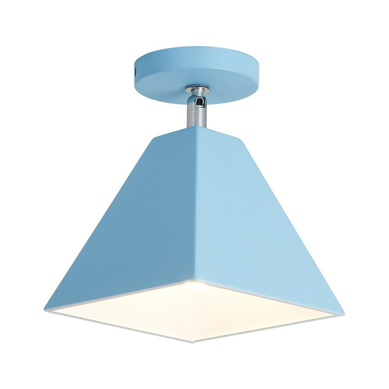 Modern Trapezoid Semi Flush Mount Ceiling Light - Single-Bulb Corridor Fixture