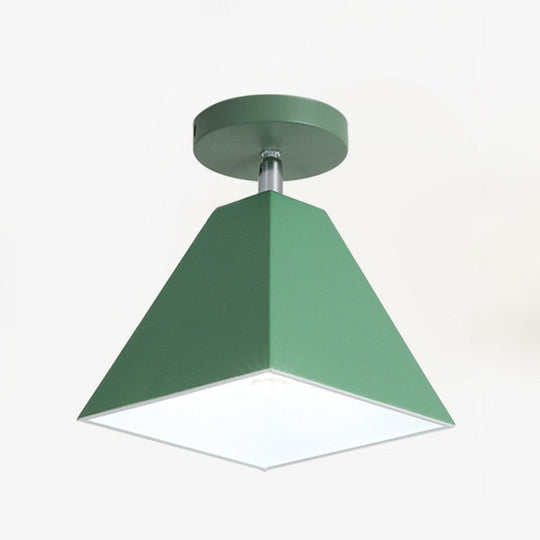 Modern Trapezoid Semi Flush Mount Ceiling Light - Single-Bulb Corridor Fixture