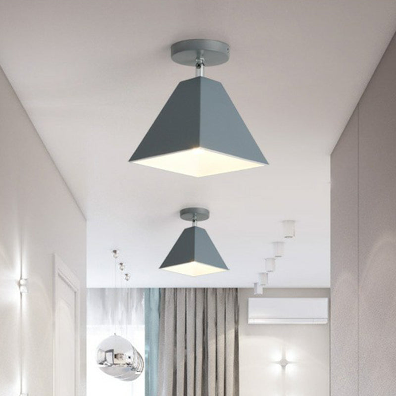 Modern Trapezoid Semi Flush Mount Ceiling Light - Single-Bulb Corridor Fixture