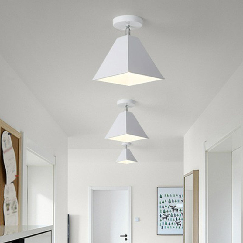 Modern Trapezoid Semi Flush Mount Ceiling Light - Single-Bulb Corridor Fixture