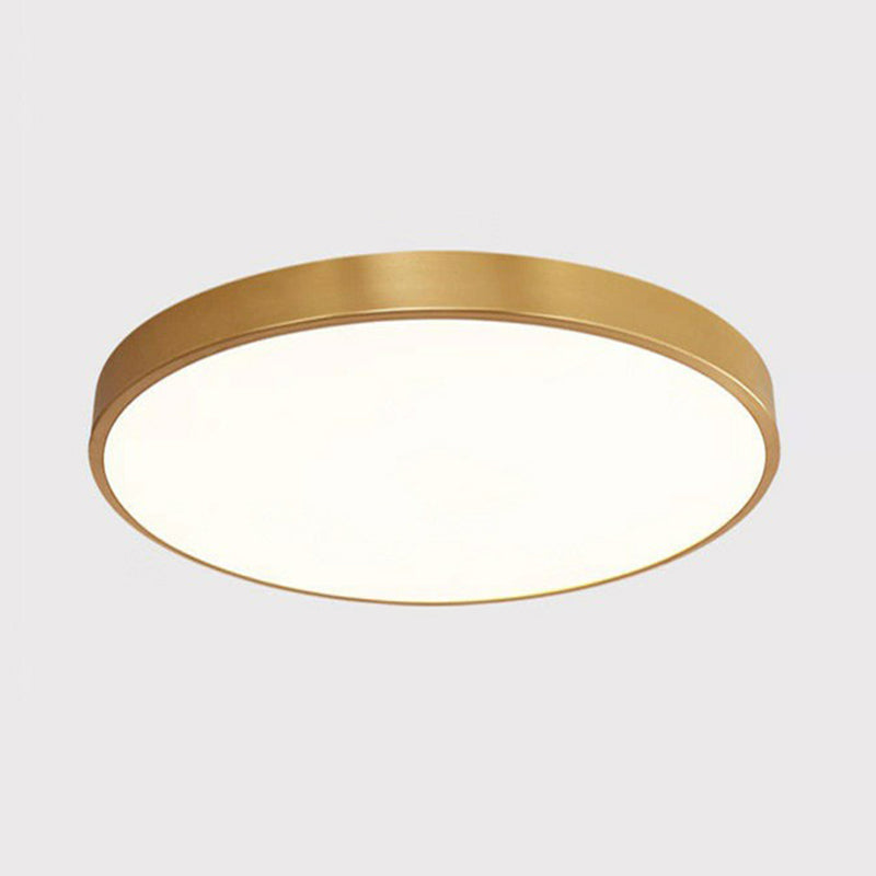 Modern Nordic Style Metallic Led Flush Mount Ceiling Light For Bedrooms - Extra-Thin Round Design