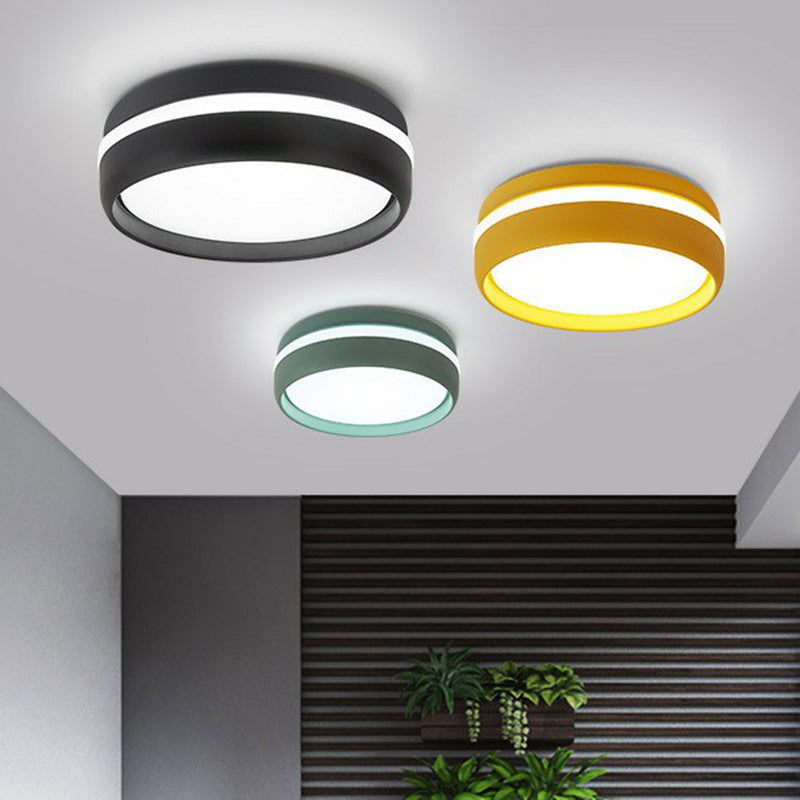 Minimalist Metallic LED Flush Mount Ceiling Light for Kindergarten