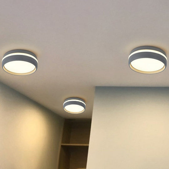 Minimalist Metallic LED Flush Mount Ceiling Light for Kindergarten