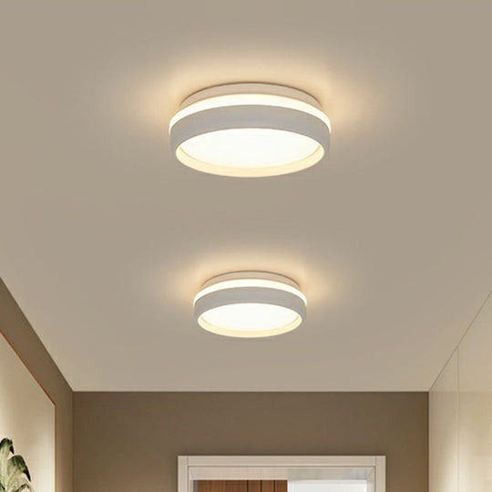 Minimalist Metallic Led Flush Mount Ceiling Light For Kindergarten White / Warm