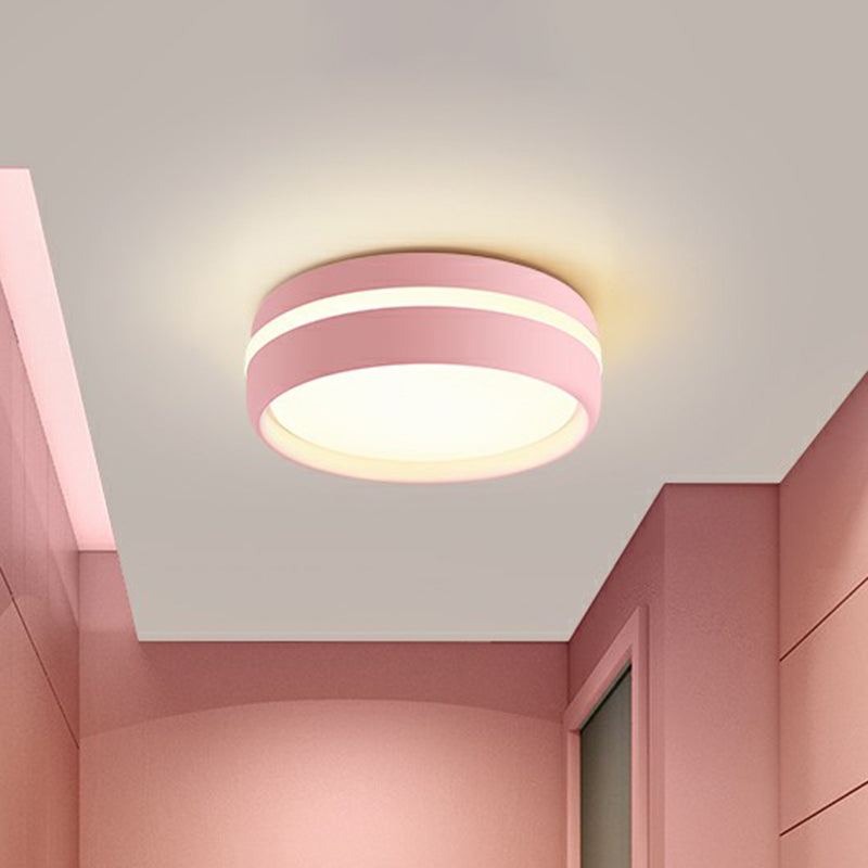 Minimalist Metallic LED Flush Mount Ceiling Light for Kindergarten