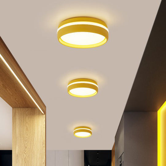 Minimalist Metallic LED Flush Mount Ceiling Light for Kindergarten