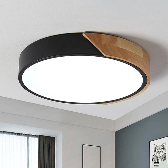 Black Circular Macaron Acrylic LED Flush Ceiling Light for Living Room