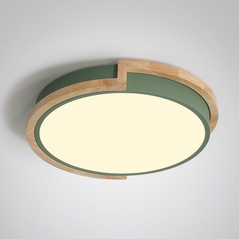 Minimalist LED Flush Mount Ceiling Light with Wooden Frame - Acrylic Living Room Flushmount