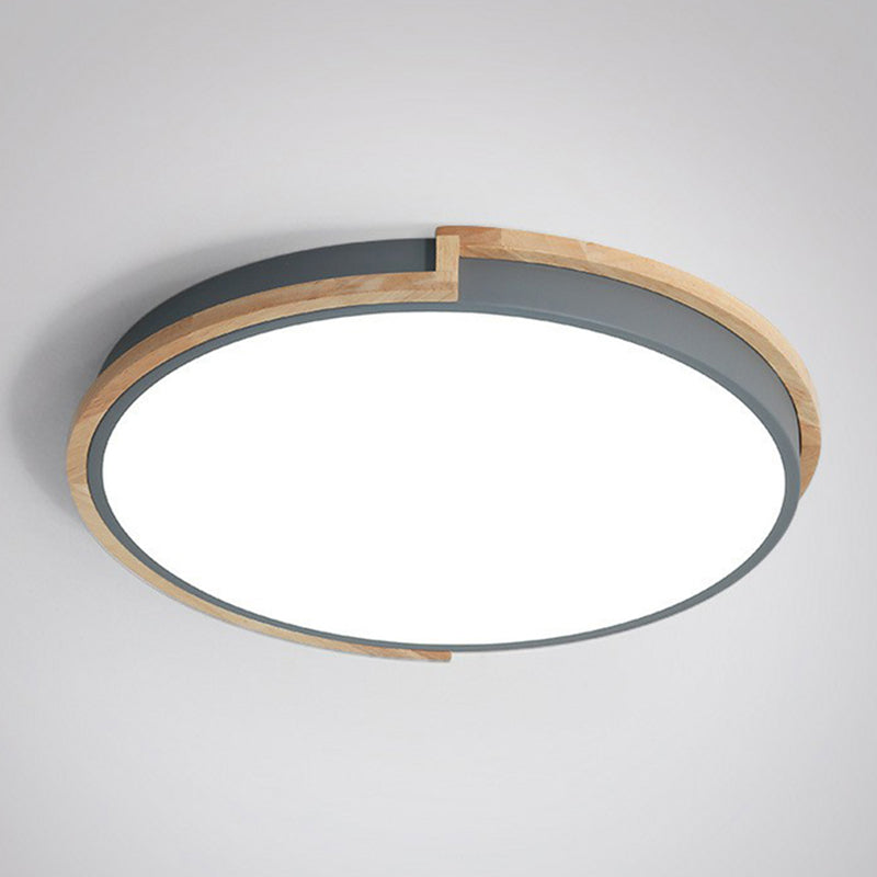 Minimalist LED Flush Mount Ceiling Light with Wooden Frame - Acrylic Living Room Flushmount