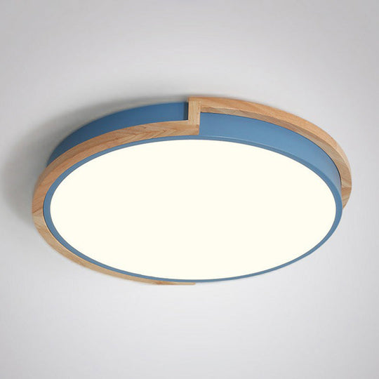 Minimalist LED Flush Mount Ceiling Light with Wooden Frame - Acrylic Living Room Flushmount