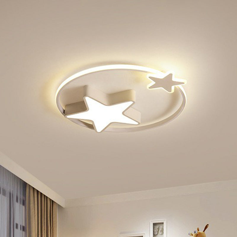 Nordic Star and Ring Shaped LED Flush Mount Lighting for Kids Bedroom - Metallic Flush Mount Fixture