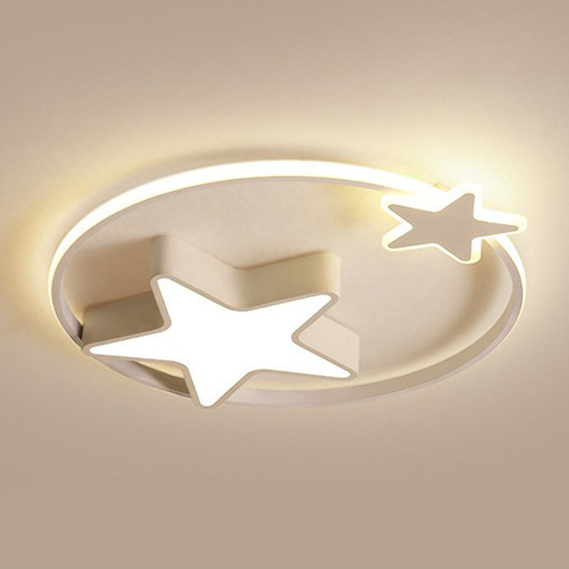 Nordic Star and Ring Shaped LED Flush Mount Lighting for Kids Bedroom - Metallic Flush Mount Fixture