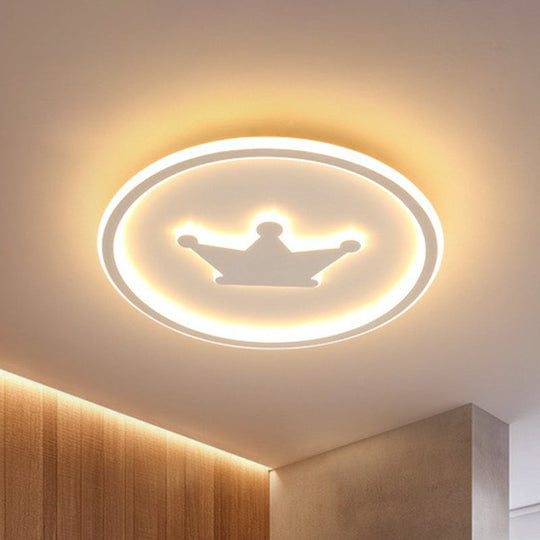 Crown LED Flush Mount Acrylic Bedroom Ceiling Light with Halo Ring