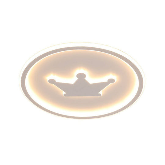 Crown Led Flush Mount Acrylic Bedroom Ceiling Light With Halo Ring