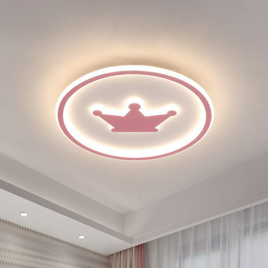 Crown LED Flush Mount Acrylic Bedroom Ceiling Light with Halo Ring