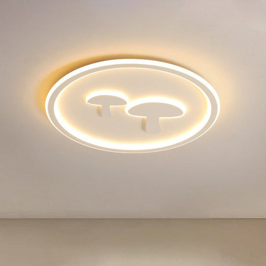 Colorful LED Flush Mount for Kids Bedroom - Acrylic Mushroom & Circle Shape Ceiling Light Fixture