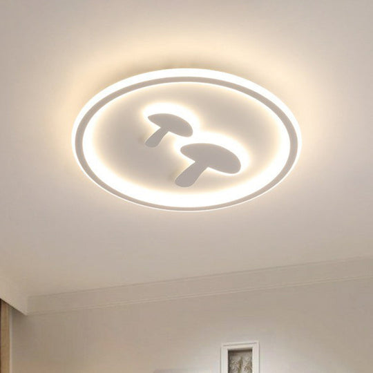 Colorful Led Flush Mount For Kids Bedroom - Acrylic Mushroom & Circle Shape Ceiling Light Fixture