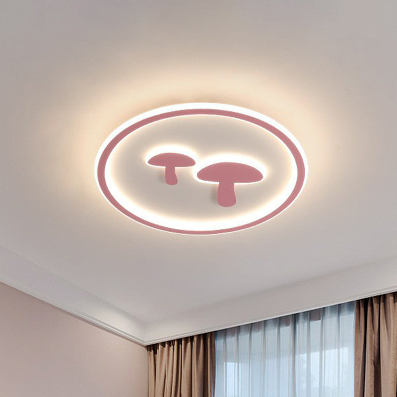 Colorful LED Flush Mount for Kids Bedroom - Acrylic Mushroom & Circle Shape Ceiling Light Fixture