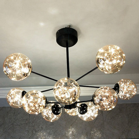 Modern Clear Glass Led Chandelier Pendant Light For Living Room 10 / Amber