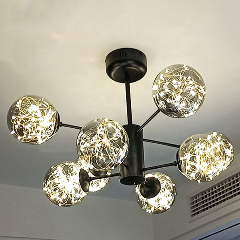 Modern Clear Glass Led Chandelier Pendant Light For Living Room 8 / Smoke Gray