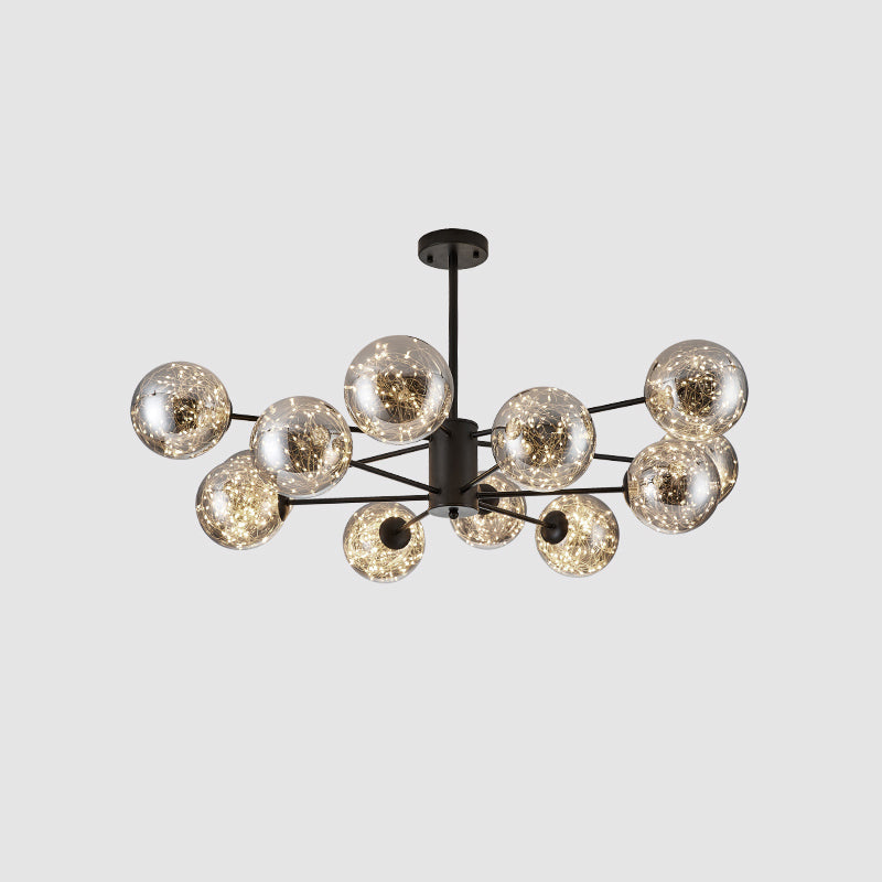 Clear Glass Radial Suspension Led Chandelier Light - Simplicity Globe Shade For Living Room 12 /